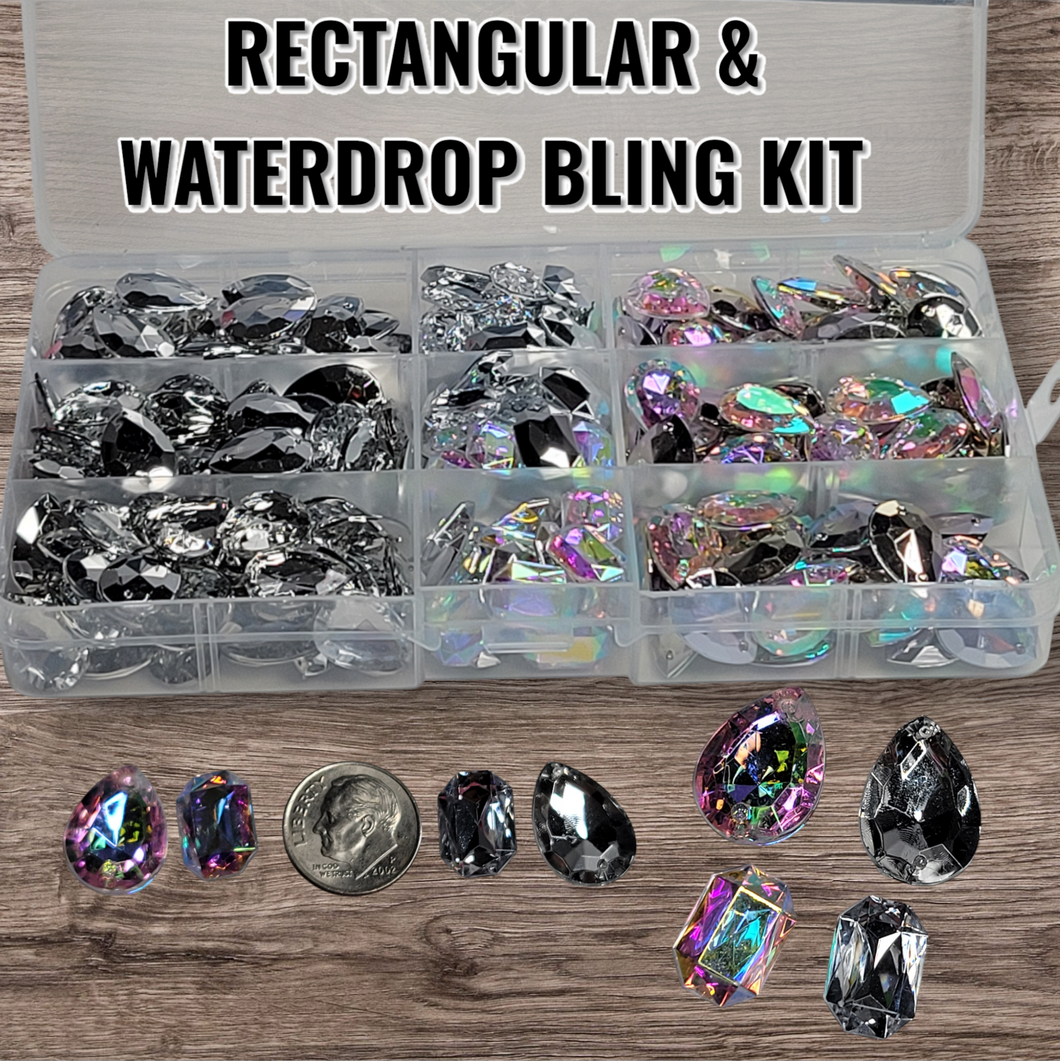 LARGE RECTANGULAR & WATERDROP 💎 GEMS BLING KIT